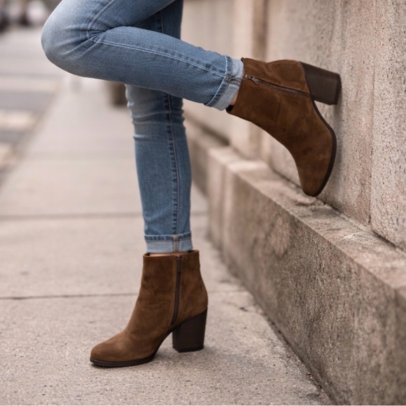 Rag & Bone Suede Ankle Boots – Brown Block Heel Booties – Size 37 / US 7
